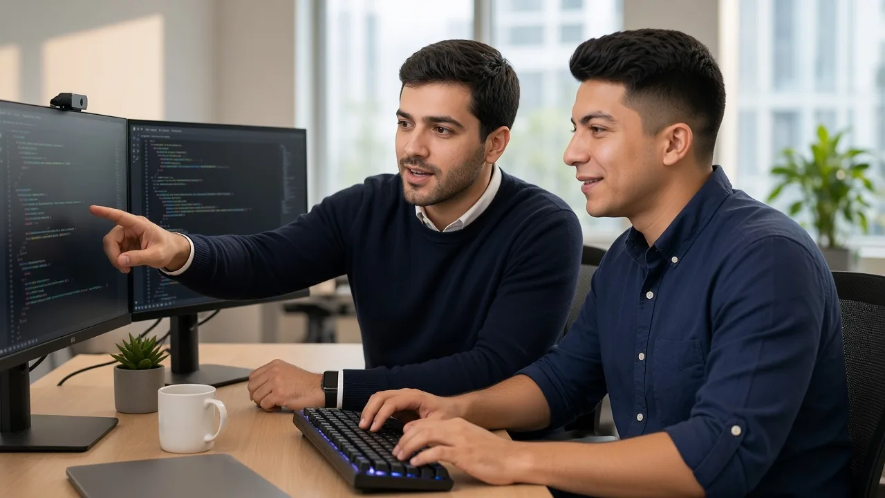 Engineers pair-programming at the Gidysoft studio